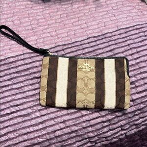 Coach Brown and Tan Wristlet